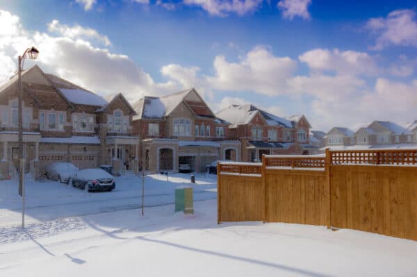 houses covered in snow